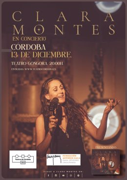 La cantante e intérprete Clara Montes en el cartel de su último espectáculo, 'Poemas de amor, Gala'.