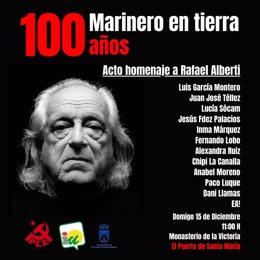 Cartel del homenaje de IU y PCE a Rafael Alberti en El Puerto.