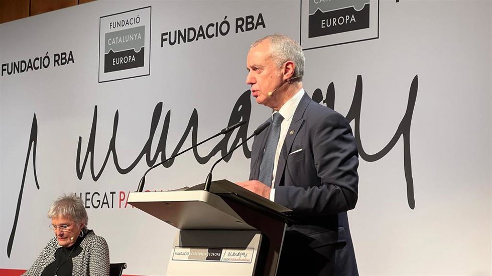 El exlehendakari Iñigo Urkullu, interviene en una conferencia en Barcelona organizada por la Fundació Catalunya Europa-Llegat Pasqual Maragall