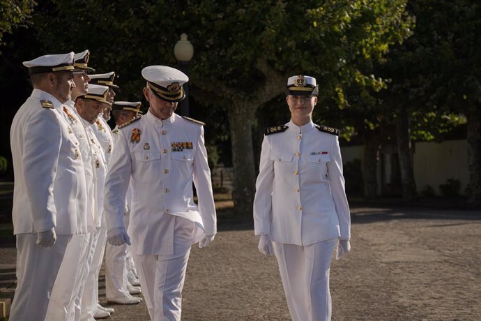 Archivo - La princesa de Asturias, Leonor de Borbón y Ortiz, ingresa en la Escuela Naval de Marín (Pontevedra) como guardiamarina de primero. En Marín (Pontevedra), a 29 de agosto de 2024.