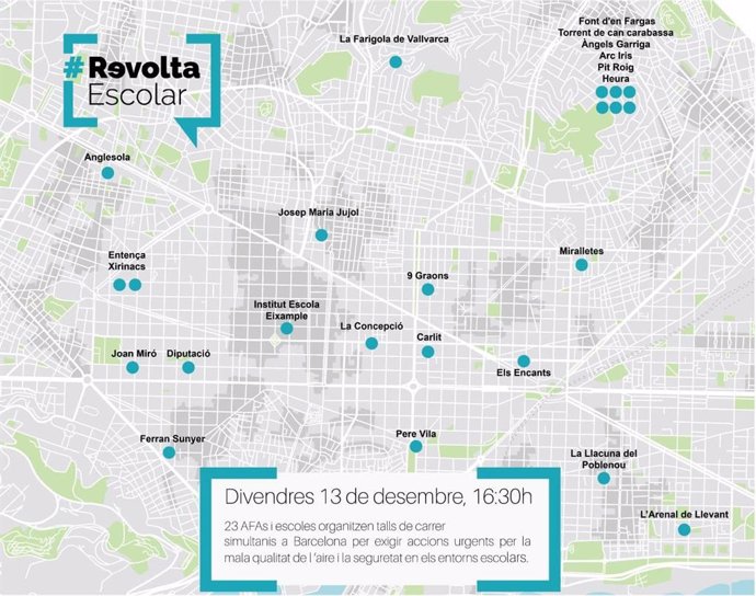 Mapa de las acciones de Revolta Escolar este viernes