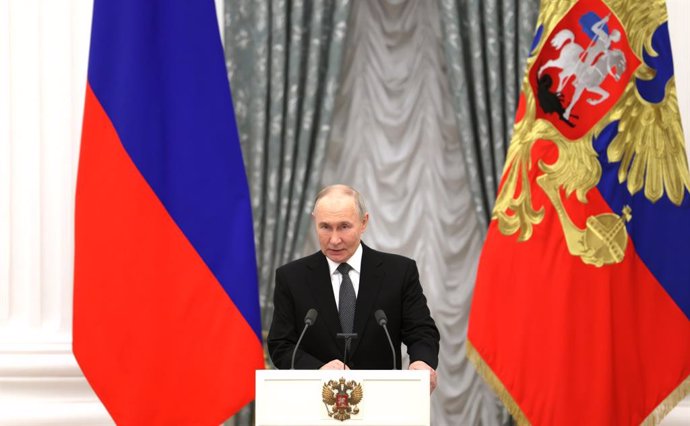 December 12, 2024, Moscow, Moscow Oblast, Russia: Russian President Vladimir Putin, delivers remarks during an award ceremony to present state decorations to outstanding Russians citizens at St Catherine Hall of the Grand Kremlin Palace, December 12, 2024