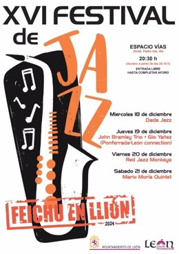 Cartel del Festival de Jazz Feichu en Llión que se celebra del 18 al 21 de diciembre