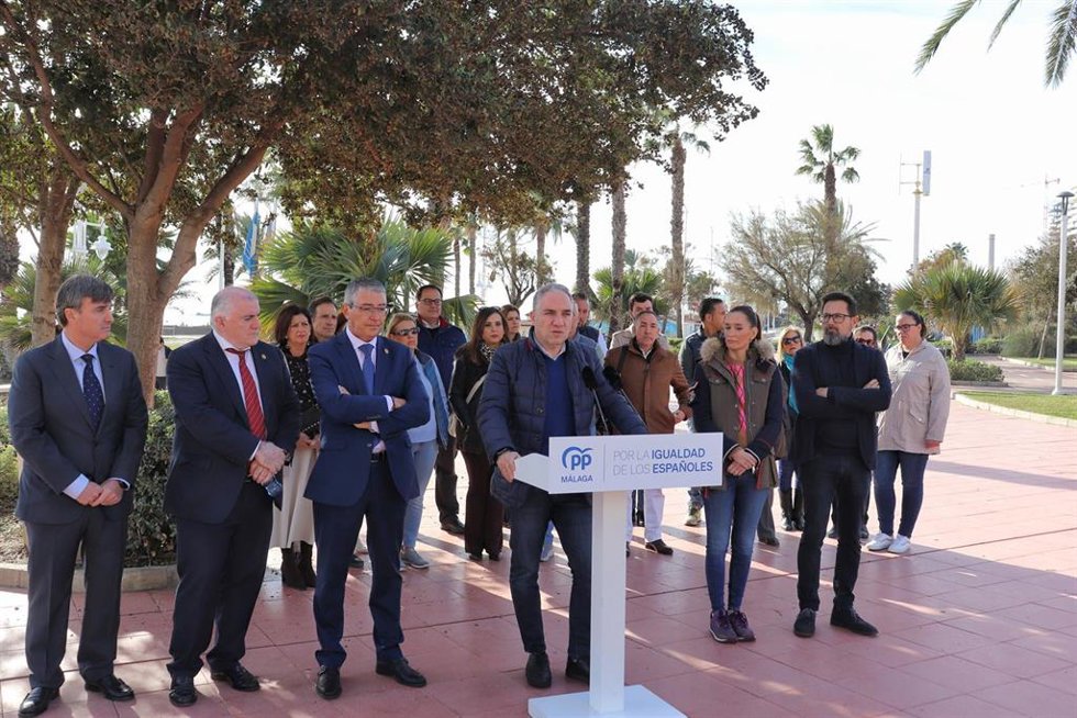 El vicesecretario de Coordinación Autonómica y Local y Análisis Electoral del PP, Elías Bendodo, en un acto en Málaga