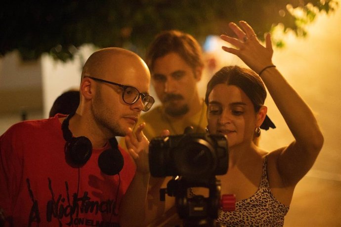 Alex Sereno y Celia Kiedis en un momento del rodaje de 'Lady Sakura' (foto LaBoina Producciones)