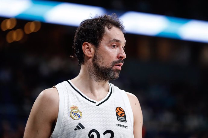 Sergio Llull Melia of Real Madrid looks on during the Turkish Airlines EuroLeague Regular Season match between Real Madrid and Zalgiris Kaunas at Wizink Center on December 12, 2024 in Madrid, Spain.