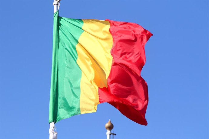 Archivo - June 9, 2024, Saint Petersburg, Russia: The flag of the Republic of Mali seen in the gallery of flags of the participating countries in the framework of St. Petersburg International Economic Forum 2024