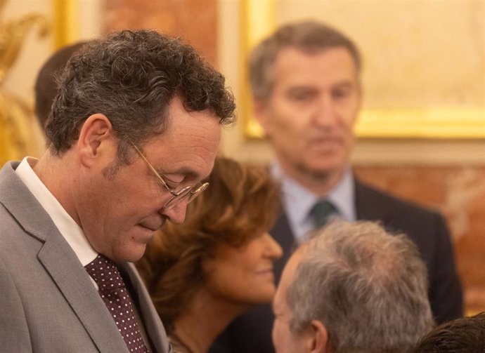 El fiscal general del Estado, Álvaro García Ortiz, durante el acto institucional por el Día de la Constitución, en el Congreso de los Diputados, a 6 de diciembre de 2024, en Madrid (España). Las Cortes Generales conmemoran el 46º aniversario de la aprobac