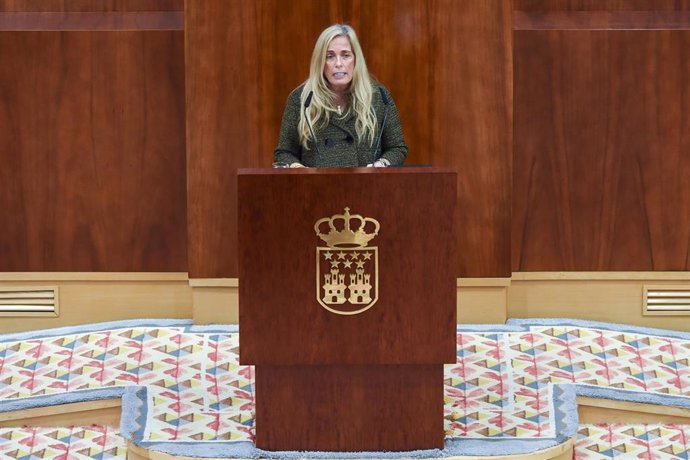 La consejera de Economía, Hacienda y Empleo de la Comunidad de Madrid, Rocío Albert, interviene en el Pleno que debate las enmiendas a la totalidad de los Presupuestos de la Comunidad de Madrid para 2025.