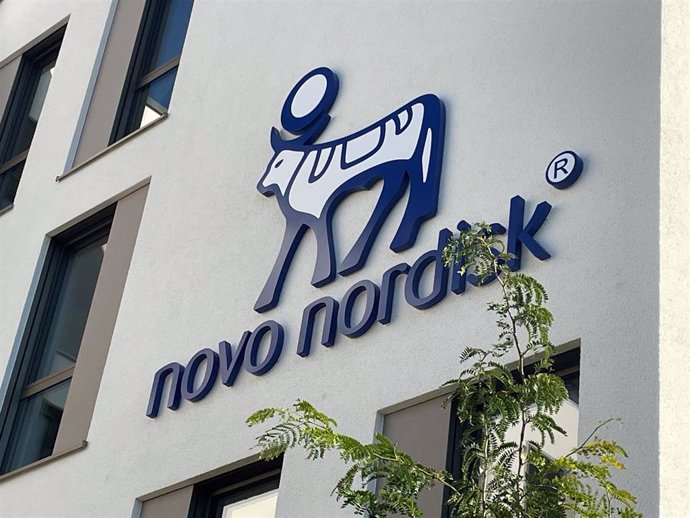 Archivo - FILED - 26 September 2023, Rhineland-Palatinate, Mainz: The logo of the Danish pharmaceutical company Novo Nordisk on the facade of the new German headquarters. Photo: Christian Schultz/dpa