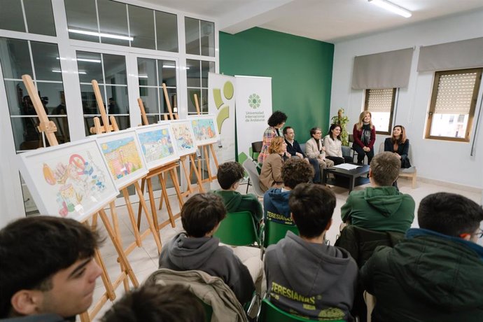 Inauguración de la muestra 'Mujeres de Ciencia' de la UNIA en el Colegio Santa Teresa de Jesús. 