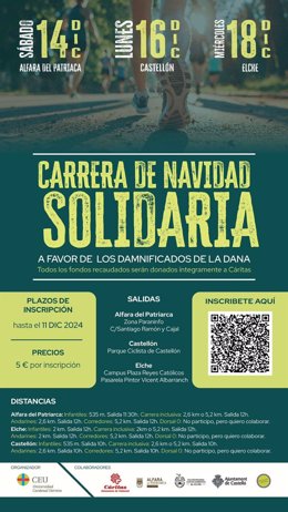 El CEU UCH organiza la Carrera Solidaria de Navidad en Elche a favor de los damnificados por la DANA.