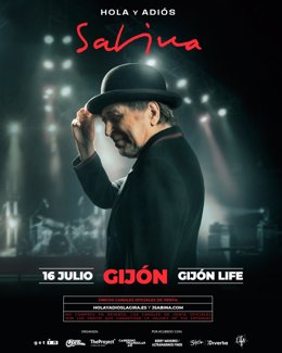 Cartel del concierto en Gijón de la gira 'Hola y adiós'  de Joaquín Sabina.