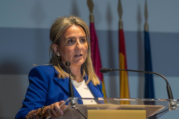 La delegada del Gobierno de España en Castilla-La Mancha, Milagros Tolón, durante el acto en homenaje a la Constitución, en el Palacio Provincial de la Diputación de Toledo, a 4 de diciembre de 2024, en Toledo, Castilla-La Mancha (España). La Diputación d