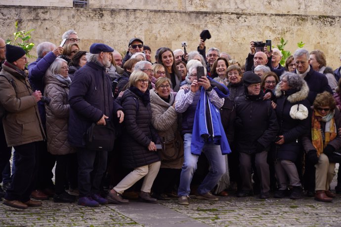 La Reina Letizia a su llegada a San Millán de la Cogolla