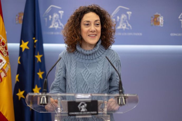 Aina Vidal, durante una rueda de prensa posterior a la Junta de Portavoces, en el Congreso de los Diputados, a 17 de diciembre de 2024, en Madrid (España).