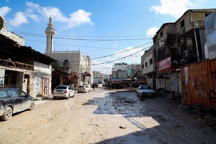 Archivo - Una calle en el campamento de refugiados de Yenín, en Cisjordania, tras una operación del Ejército de Israel (archivo)