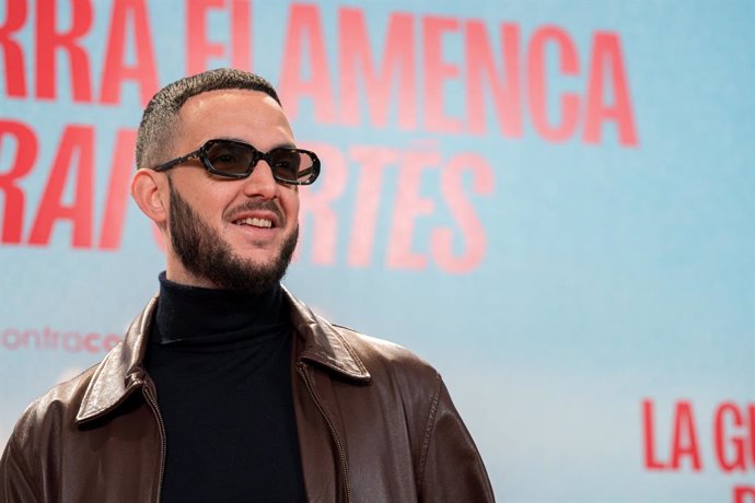 El rapero, compositor, cantante, actor y director de cine, Antón Álvarez, o más conocido como C.Tangana, durante el photocall del documental 'La guitarra flamenca de Yerai Cortés', en los Cines Verdi, a 17 de diciembre de 2024, en Madrid (España). Antón Á