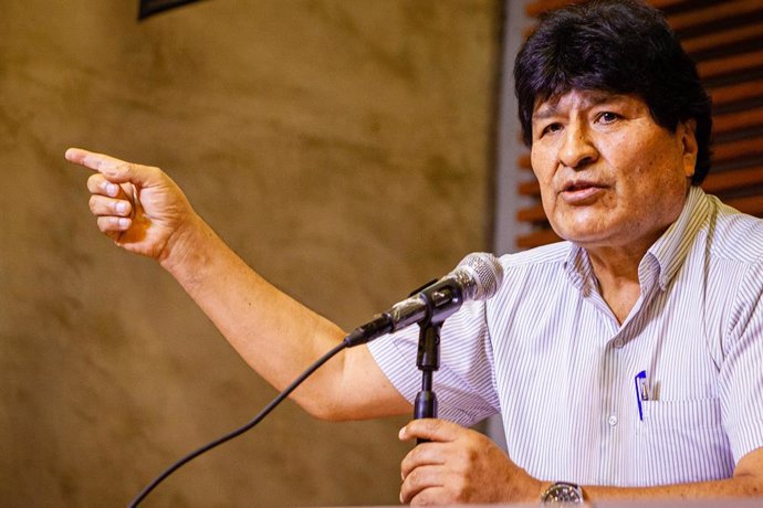 Archivo - November 7, 2020, Buenos Aires, Argentina: EVO MORALES, President of Bolivia, gives a farewell press conference to thank and say goodbye to Argentina, a country where he has been a political exile since November 11, 2019. On Monday he will retur