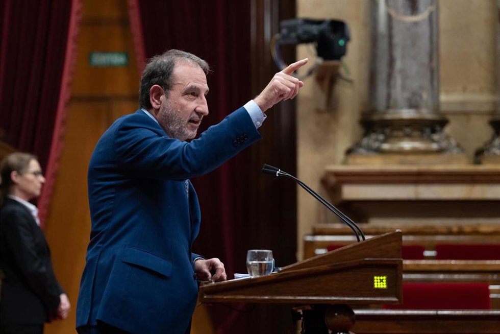 El conseller de Justicia y Calidad Democrática de la Generalitat, Ramon Espadaler, en una intervención en el Parlament