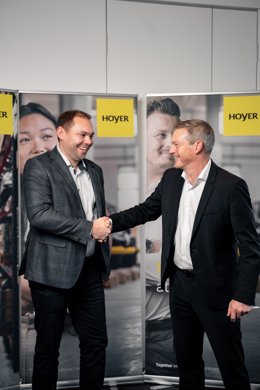 Norman Noergard L and Henrik Soerensen R at the Hoyer Nowitek signing