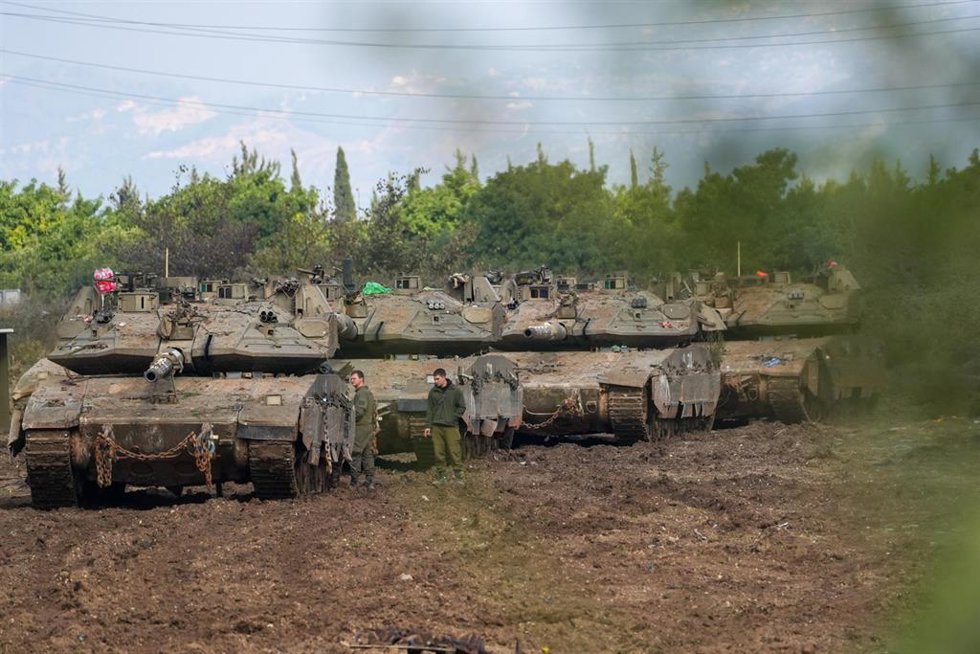 ISRAEL-LEBANON BORDER, Nov. 28, 2024 -- Israeli troops are seen near the northern Israeli border with Lebanon, on Nov. 28, 2024. Although a cautious calm prevailed across the border areas in southern Lebanon since the entry into force of a ceasefire be