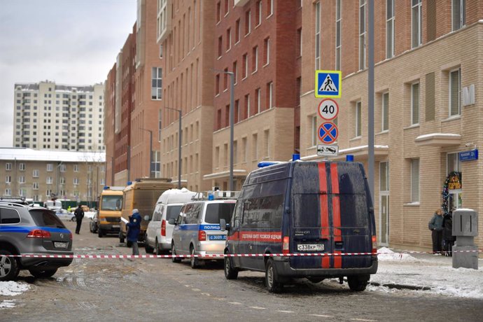 MOSCOW, Dec. 17, 2024  -- This photo taken on Dec. 17, 2024 shows the site of an explosion in Moscow, Russia.   Russian lieutenant general and his assistant were killed by an explosion in a Moscow residential building on Tuesday morning.    Lieutenant Gen