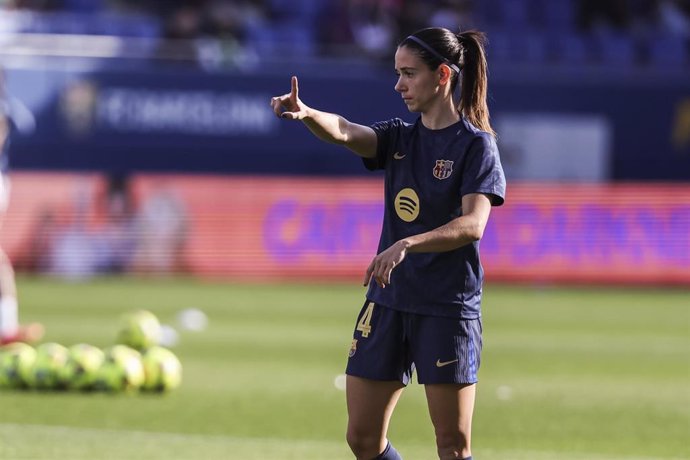 Aitana Bonmati of FC Barcelona Femenino gestures during the Spanish Women league, Liga F, football match played between FC Barcelona and Costa Adeje Tenerife at Johan Cruyff Stadium on November 24, 2024 in Sant Joan Despi, Spain.