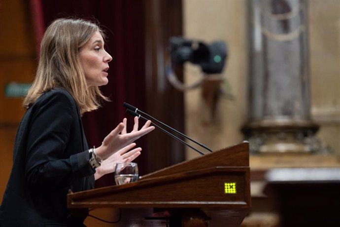 La líder de los Comuns en el Parlament, Jéssica Albiach, durante el pleno