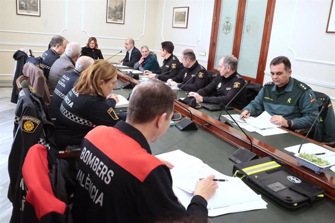 Imagen de la Junta de Seguridad Local celebrada en el Ayuntamiento de València con motivo de las próximas Navidades.