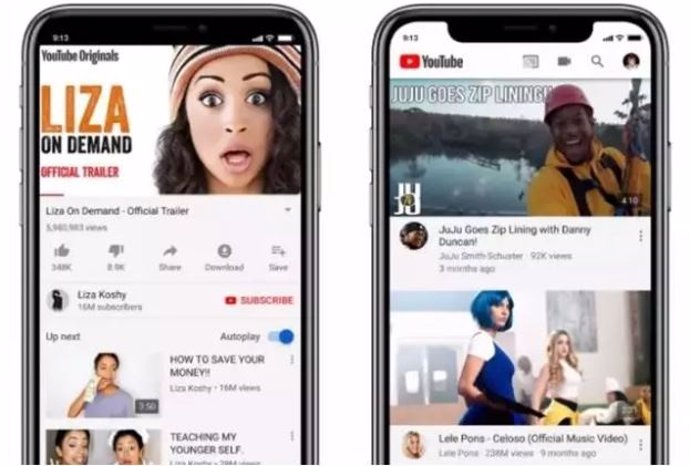 Interfaz de Youtube en 'smartphone'