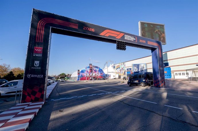 Arco de salida que tendrá el Gran Premio de España de Fórmula 1, en IFEMA Madrid