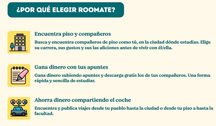 Los componentes de RooMate han creado esta nueva herramienta para usuarios de RooMate proporcionando una plataforma digital para optimizar los viajes compartidos entre estudiantes universitarios de toda Andalucía.