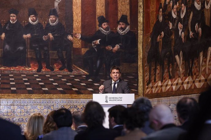 El 'president' de la Generalitat, Carlos Mazón, en un acto en el Palau, en una imagen de archivo