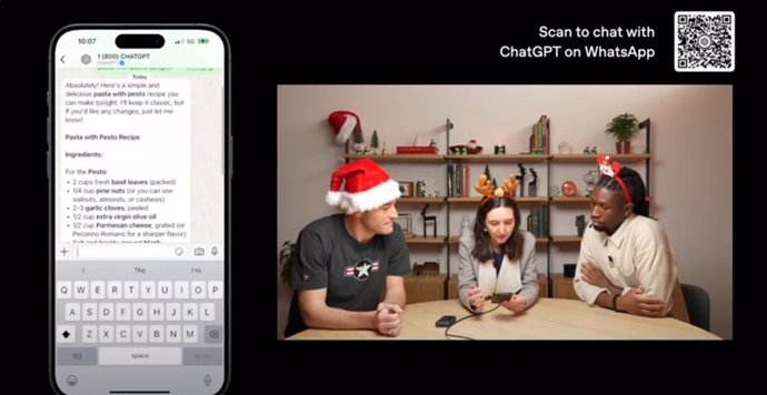 Demostración de ChatGPT en WhatsApp.