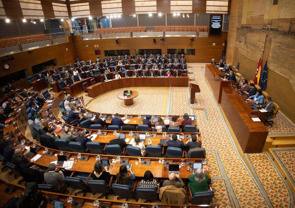 El Hemiciclo durante un pleno en la Asamblea de Madrid, a 19 de diciembre de 2024, en Madrid (España).