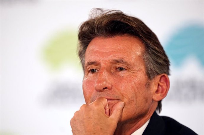 Archivo - 17 August 2023, Hungary, Budapest: President of World Athletics Sebastian Coe speaks during a press conference ahead of the 2023 World Athletics Championships in Budapest. Photo: Martin Rickett/PA Wire/dpa