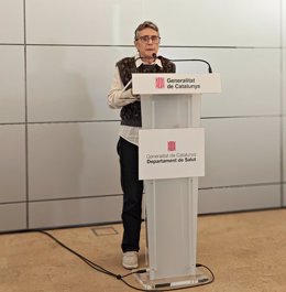 La consellera de Salud de la Generalitat, Olga Pané, durante la rueda de prensa de este jueves.