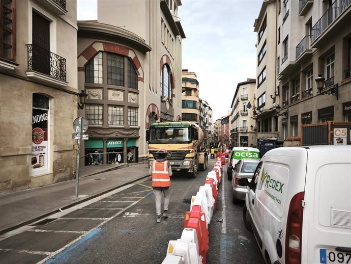 Obras en la calle Sagasta en diciembre de 2024