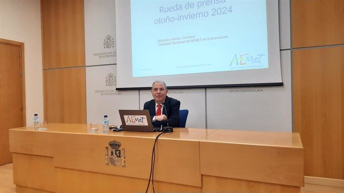 El delegado de la Aemet en Extremadura, Marcelino Núñez, hace balance climático del otoño y avanza previsiones para el invierno