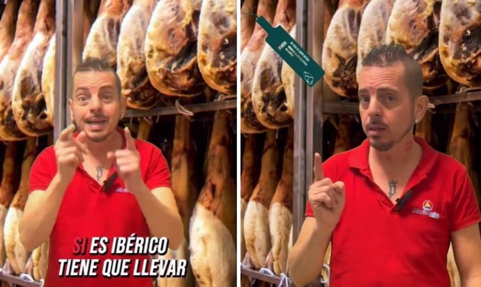 Un carnicero explica cómo evitar estafas al comprar jamón ibérico en Navidad: "Te tienes que fijar muy bien en la brida"