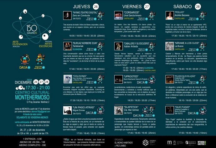 El programa incluye espectáculos de danza y teatro en formatos variados