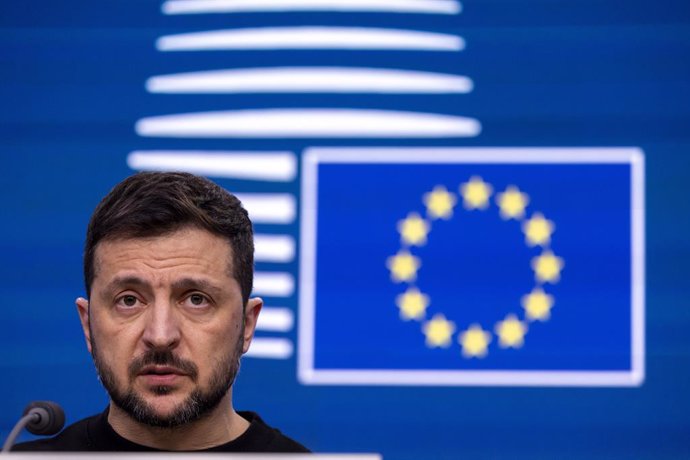 December 19, 2024, Brussels, Belgium: Ukraine president Volodymyr Zelensky pictured during an extraordinary summit of EU heads of state and government (19-20/12), in Brussels, Thursday 19 December 2024. The heads of state and government of the European Un