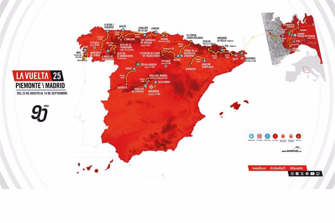 Recorrido de la Vuelta Ciclista a España en 2025 para su prueba masculina.