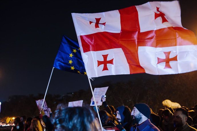 Manifestación contra el Gobierno de Georgia y a favor de la UE