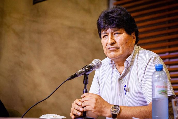 Archivo - November 7, 2020, Buenos Aires, Argentina: EVO MORALES, President of Bolivia, gives a farewell press conference to thank and say goodbye to Argentina, a country where he has been a political exile since November 11, 2019. On Monday he will retur