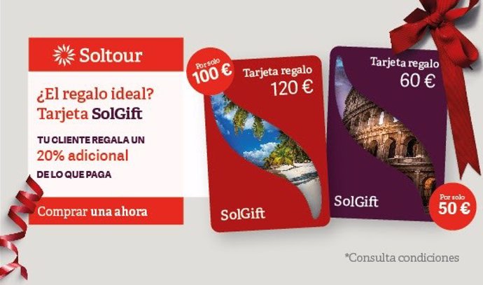 Soltour ofrece bonos canjeables que aumentan un 20% su valor para viajes o estancias en esta Navidad.