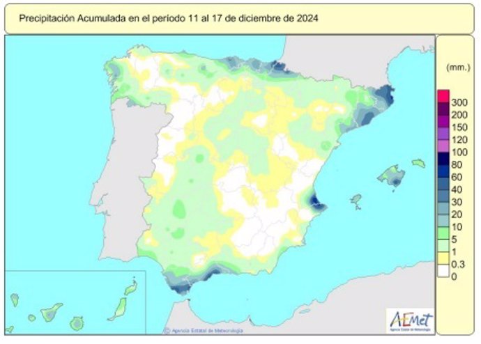 Las lluvias acumuladas desde octubre están un 3% por encima de su valor normal, tras semanas en niveles muy superiores.