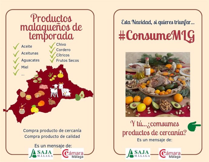 Folleto de la campaña para promocionar el consumo de productos malagueños en Navidad.