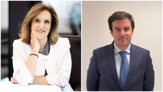 Archivo - Estrella Botas, nueva directora general de Tecnología y Operaciones de Unicaja, y Juan Medina, nuevo director general de Personas.